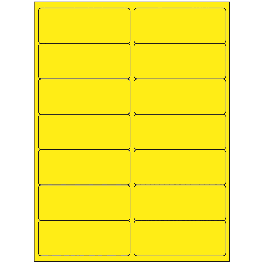 4" x 1.4375" Fluorescent Yellow Rectangular Sheet Labels
