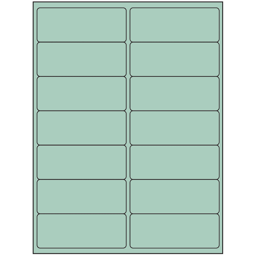 4" x 1.4375" Pastel Green Rectangular Sheet Labels