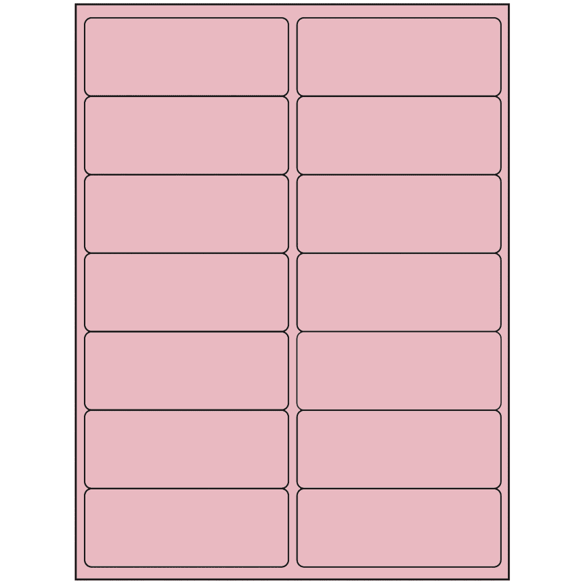 4" x 1.4375" Pastel Pink Rectangular Sheet Labels