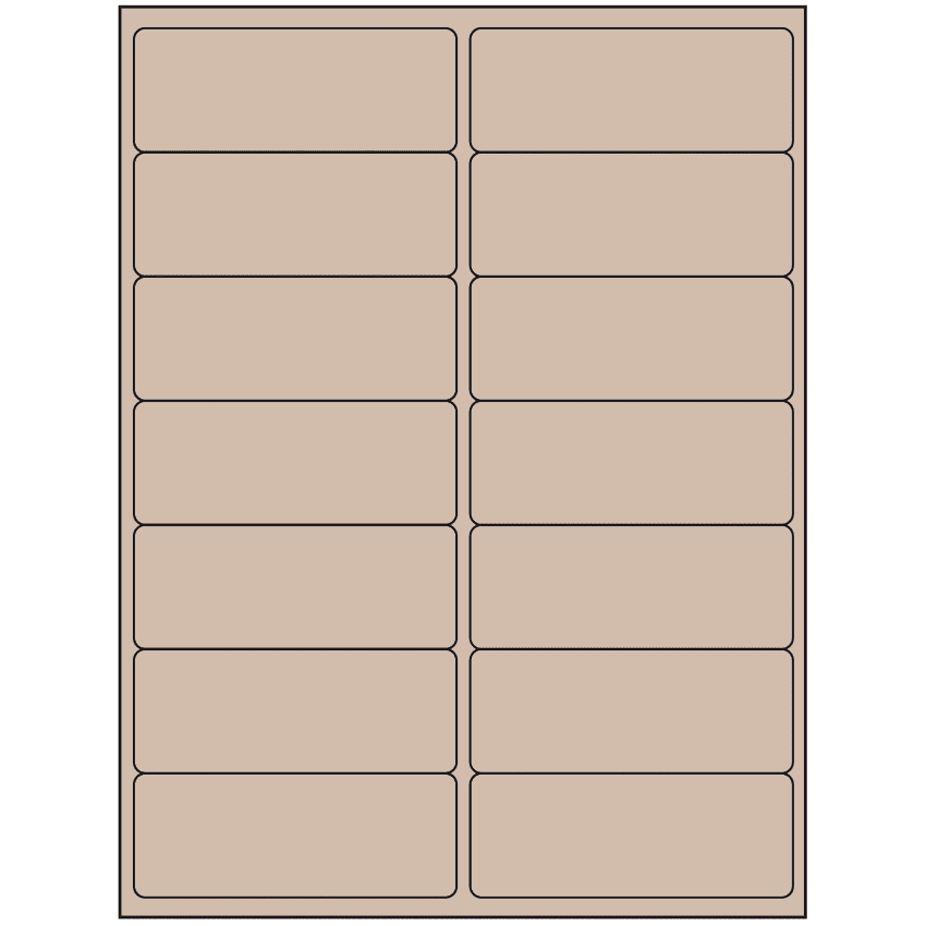 4" x 1.4375" Pastel Tan Rectangular Sheet Labels