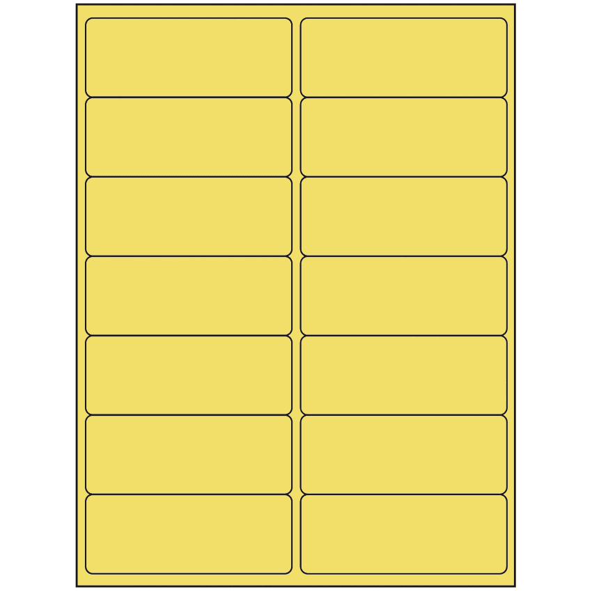 4" x 1.4375" Pastel Yellow Rectangular Sheet Labels
