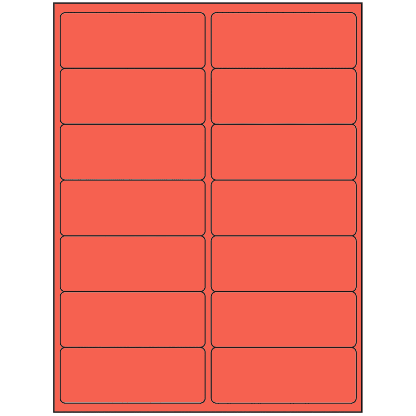 4" x 1.4375" Red Rectangular Sheet Labels