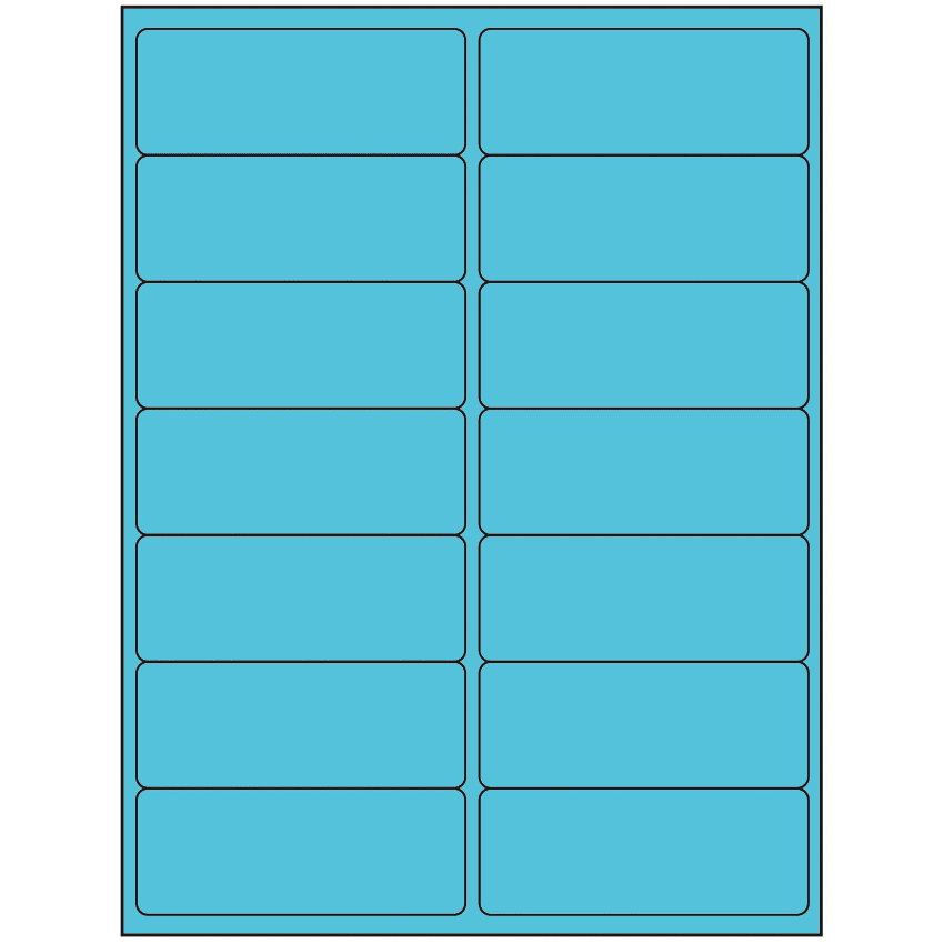 4" x 1.4375" Turquoise Rectangular Sheet Labels