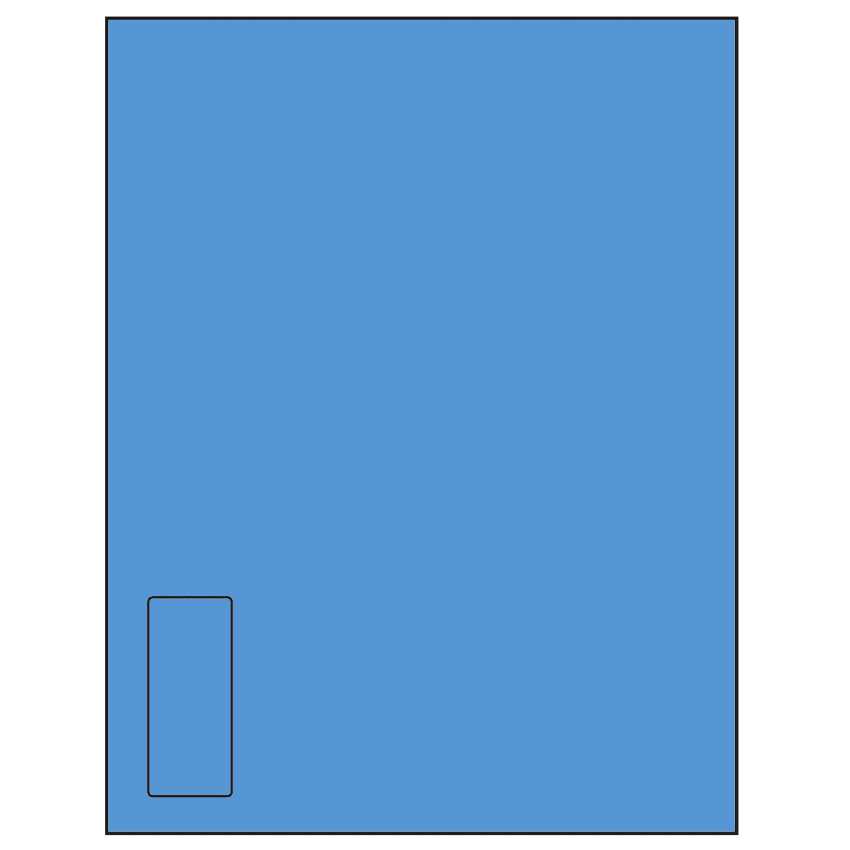 1.125" x 2.6875" Fluorescent Blue Rectangular Sheet Labels