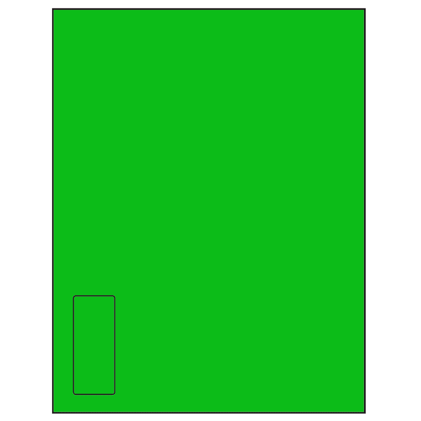 1.125" x 2.6875" Fluorescent Green Rectangular Sheet Labels