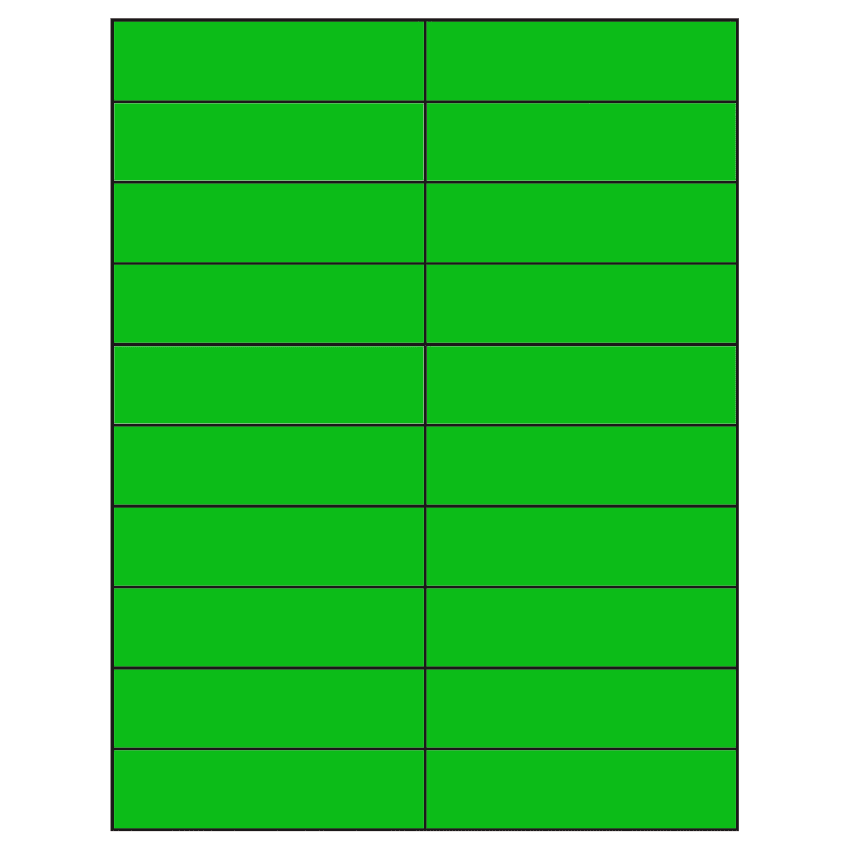 4.25" x 1.1" Fluorescent Green Rectangular Sheet Labels