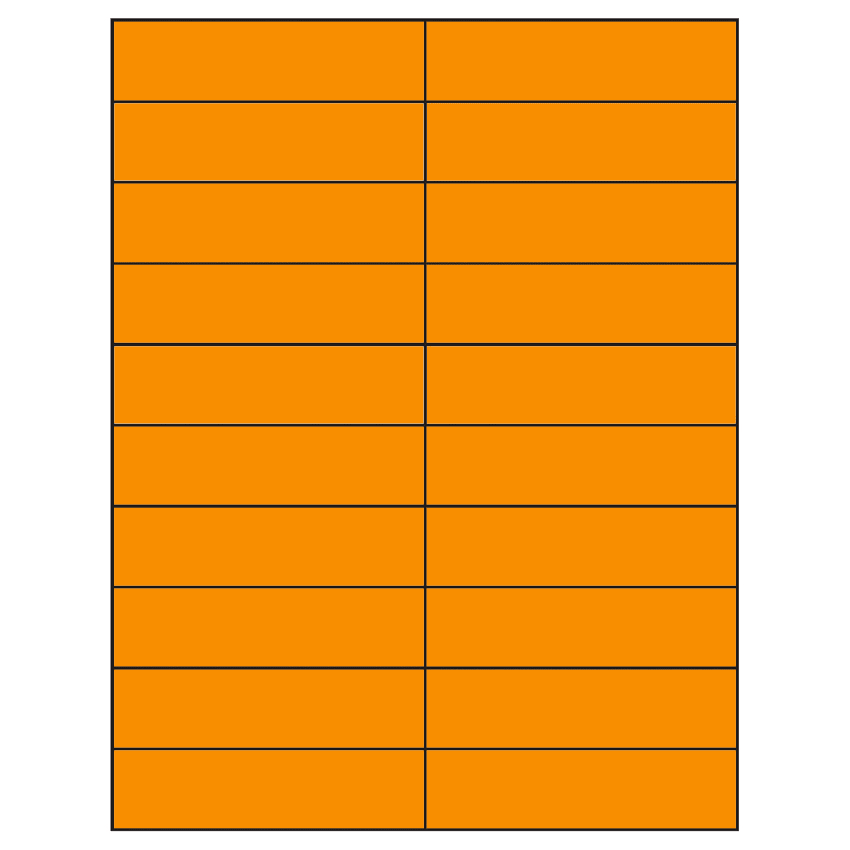 4.25" x 1.1" Fluorescent Orange Rectangular Sheet Labels
