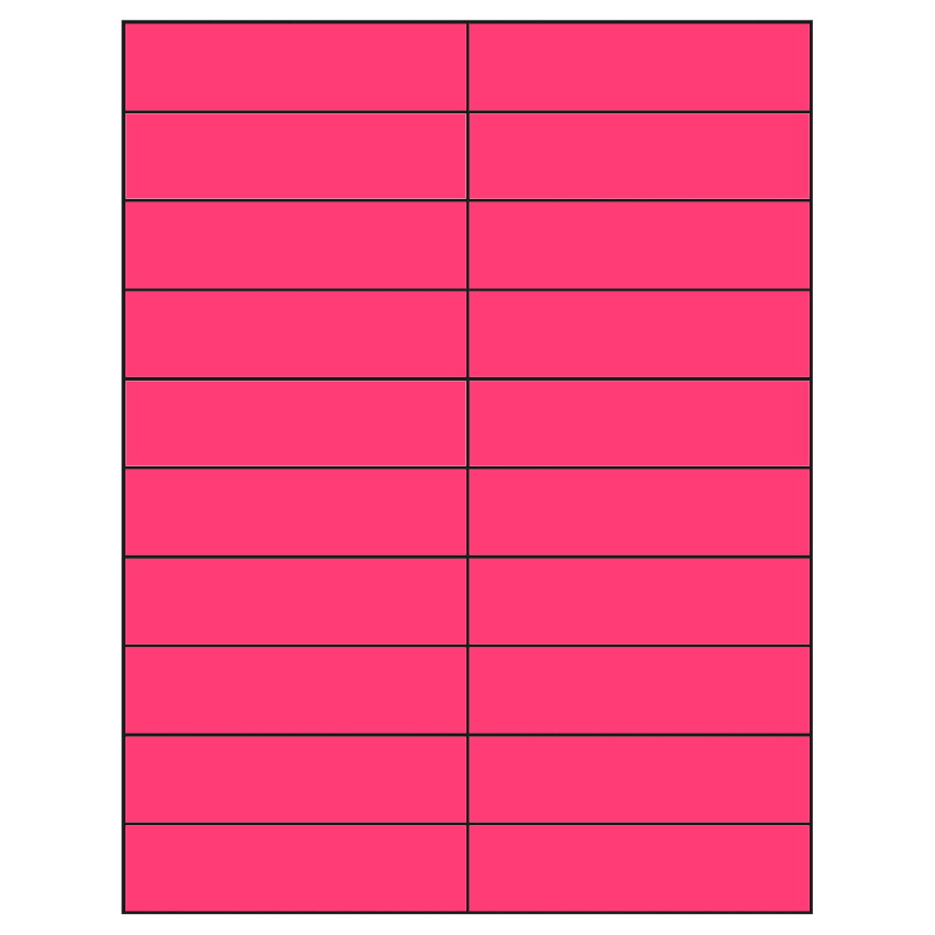 4.25" x 1.1" Fluorescent Pink Rectangular Sheet Labels