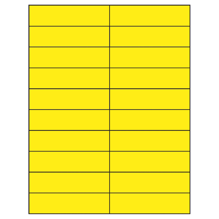 4.25" x 1.1" Fluorescent Yellow Rectangular Sheet Labels