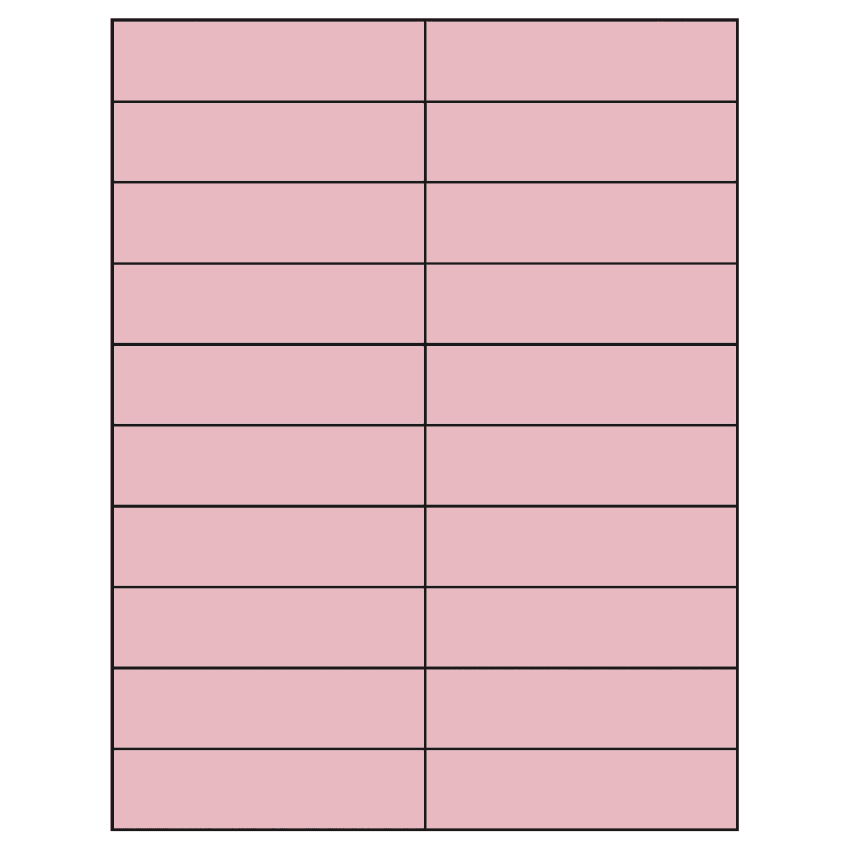 4.25" x 1.1" Pastel Pink Rectangular Sheet Labels