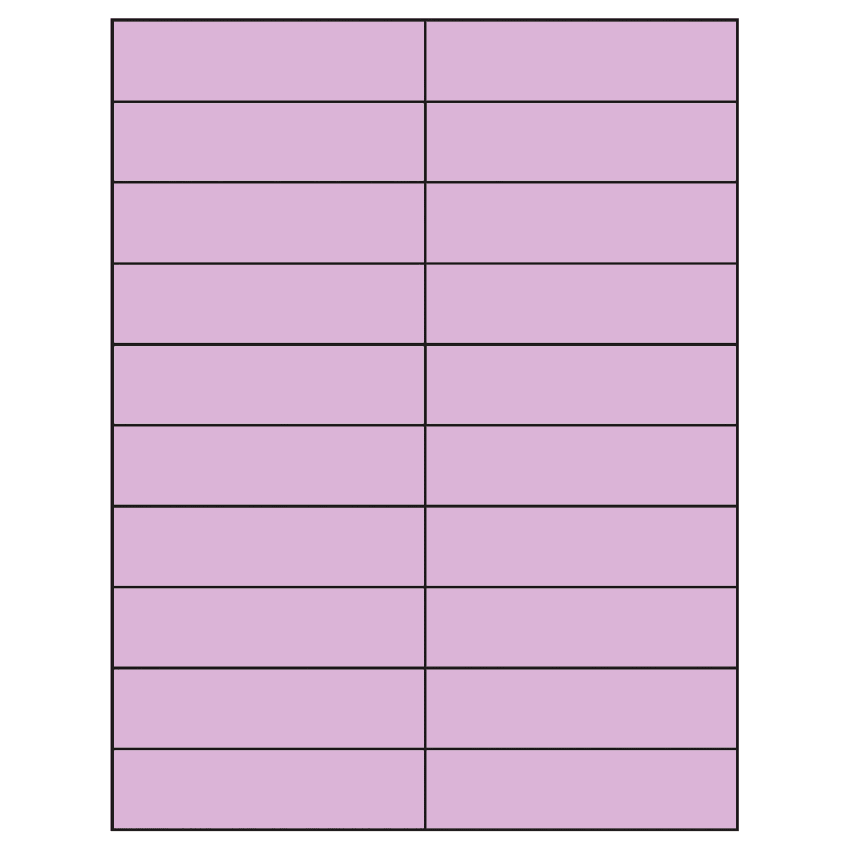 4.25" x 1.1" Pastel Purple Rectangular Sheet Labels