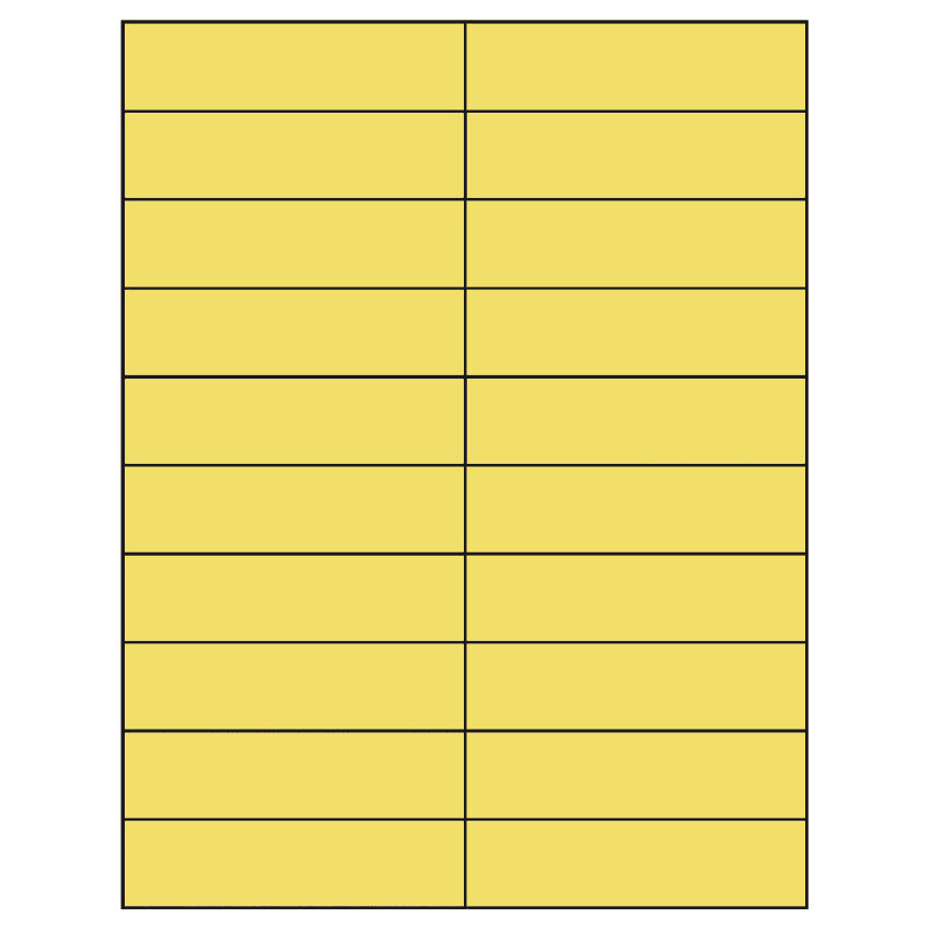 4.25" x 1.1" Pastel Yellow Rectangular Sheet Labels