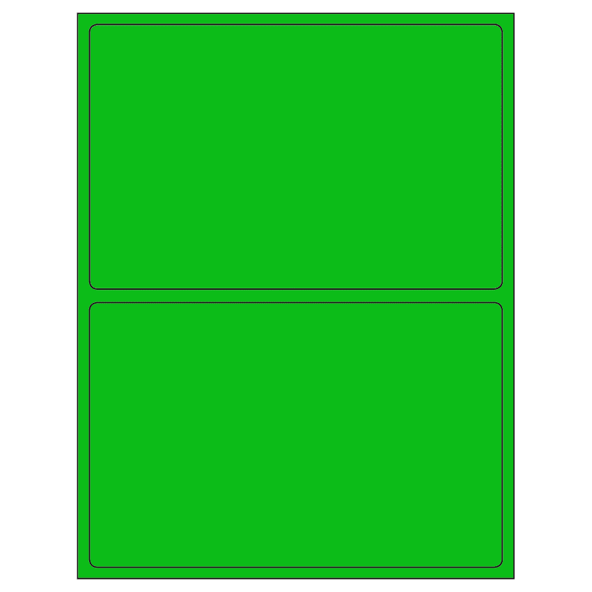 8.375" x 5.375" Fluorescent Green Rectangular Sheet Labels