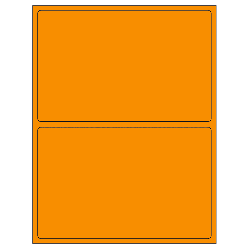 8.375" x 5.375" Fluorescent Orange Rectangular Sheet Labels