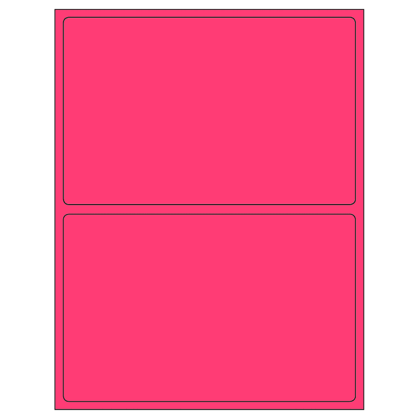 8.375" x 5.375" Fluorescent Pink Rectangular Sheet Labels