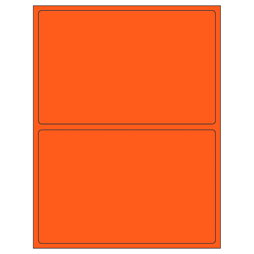 8.375" x 5.375" Fluorescent Red Rectangular Sheet Labels