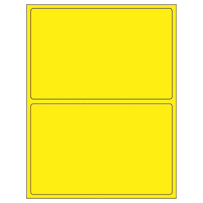 8.375" x 5.375" Fluorescent Yellow Rectangular Sheet Labels