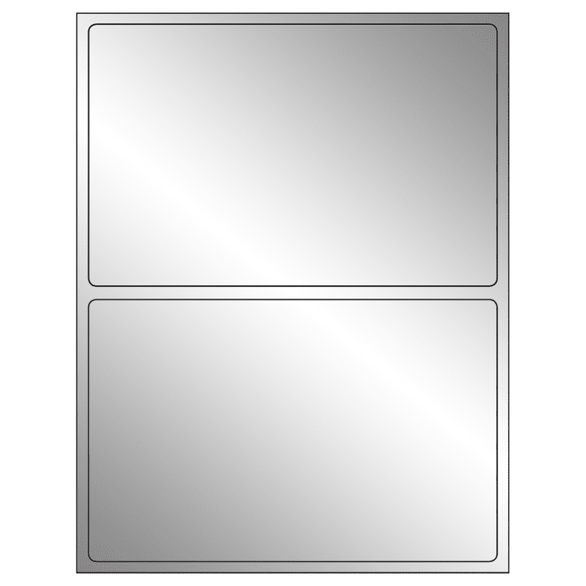 8.375" x 5.375" Silver Foil Rectangular Sheet Labels