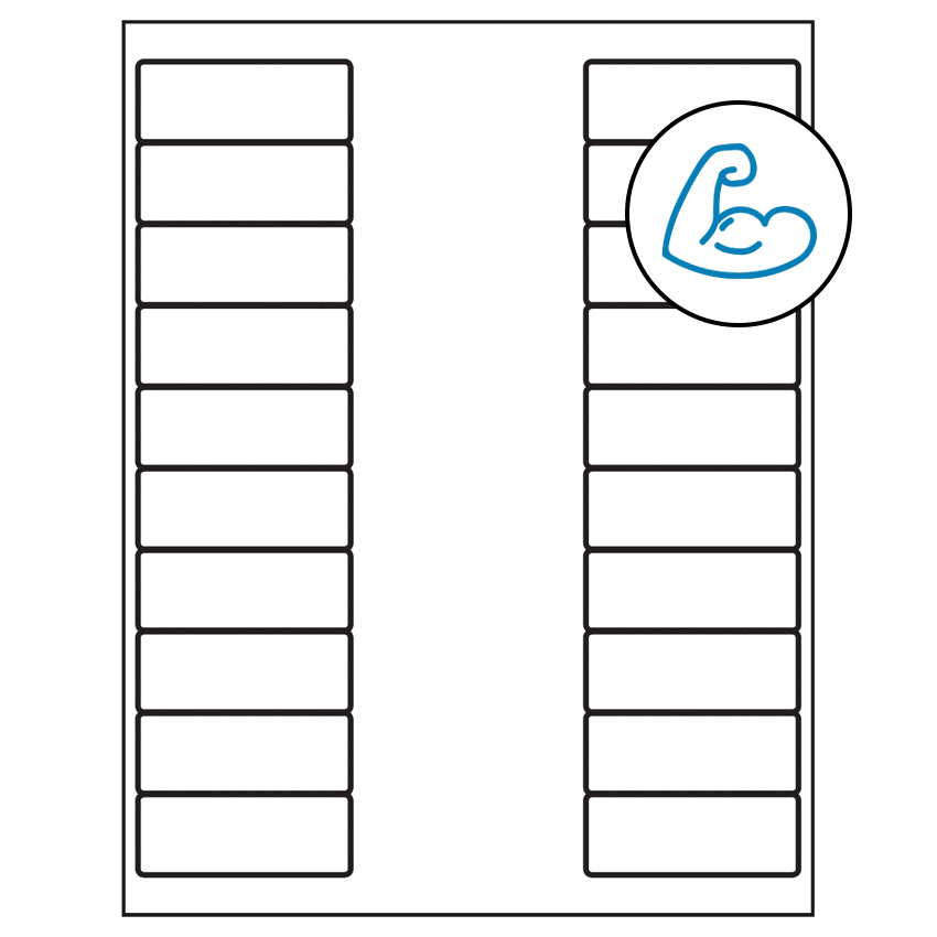2.625" x 1" White Rectangular Sheet Labels - Ultra Aggressive Adhesive