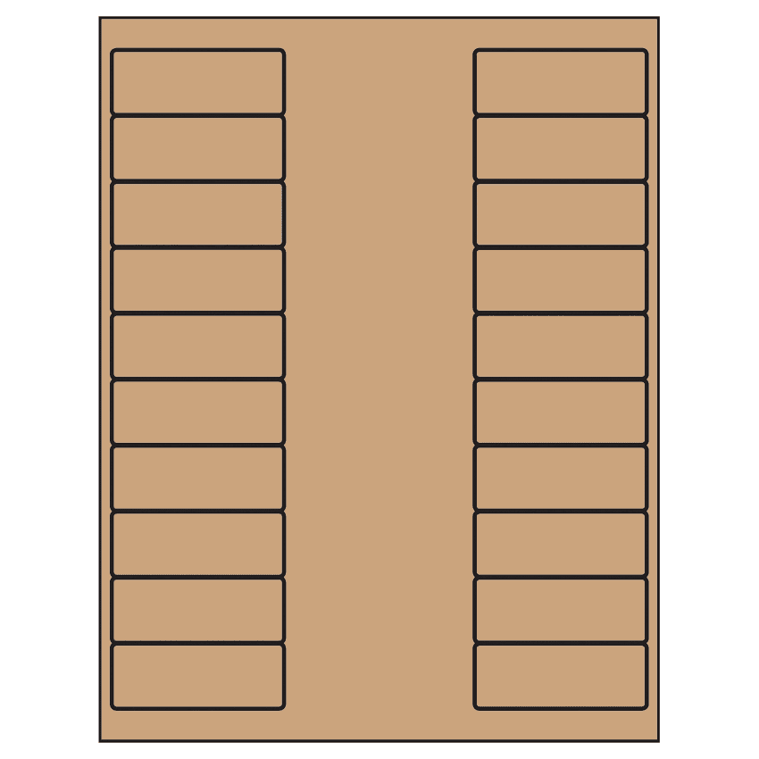 2.625" x 1" Brown Kraft Rectangular Sheet Labels