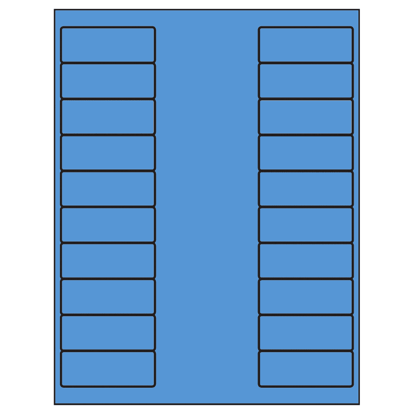 2.625" x 1" Fluorescent Blue Rectangular Sheet Labels
