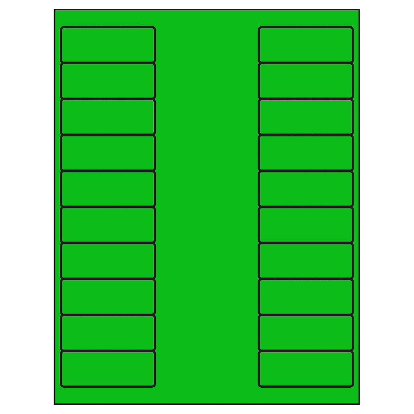 2.625" x 1" Fluorescent Green Rectangular Sheet Labels