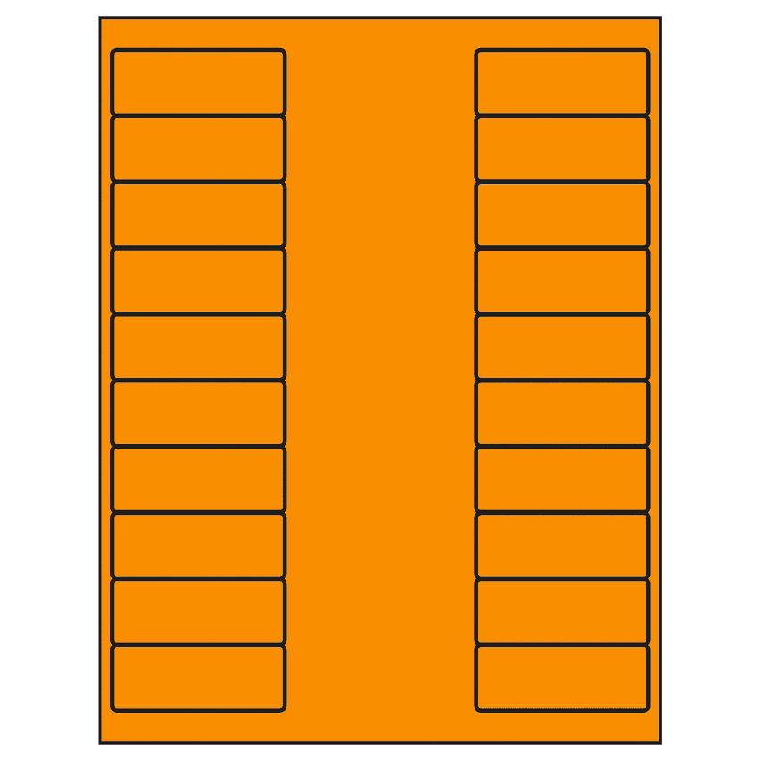 2.625" x 1" Fluorescent Orange Rectangular Sheet Labels