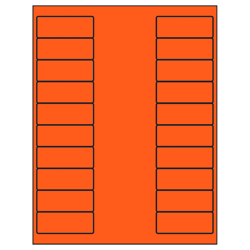 2.625" x 1" Fluorescent Red Rectangular Sheet Labels