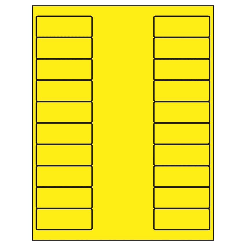2.625" x 1" Fluorescent Yellow Rectangular Sheet Labels