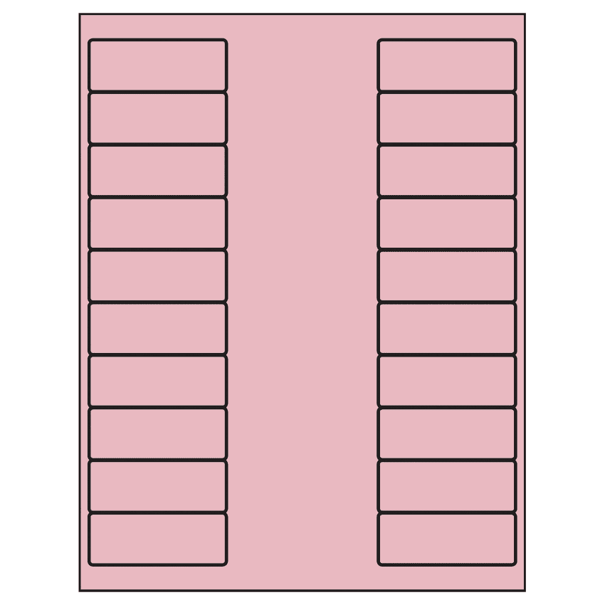 2.625" x 1" Pastel Pink Rectangular Sheet Labels