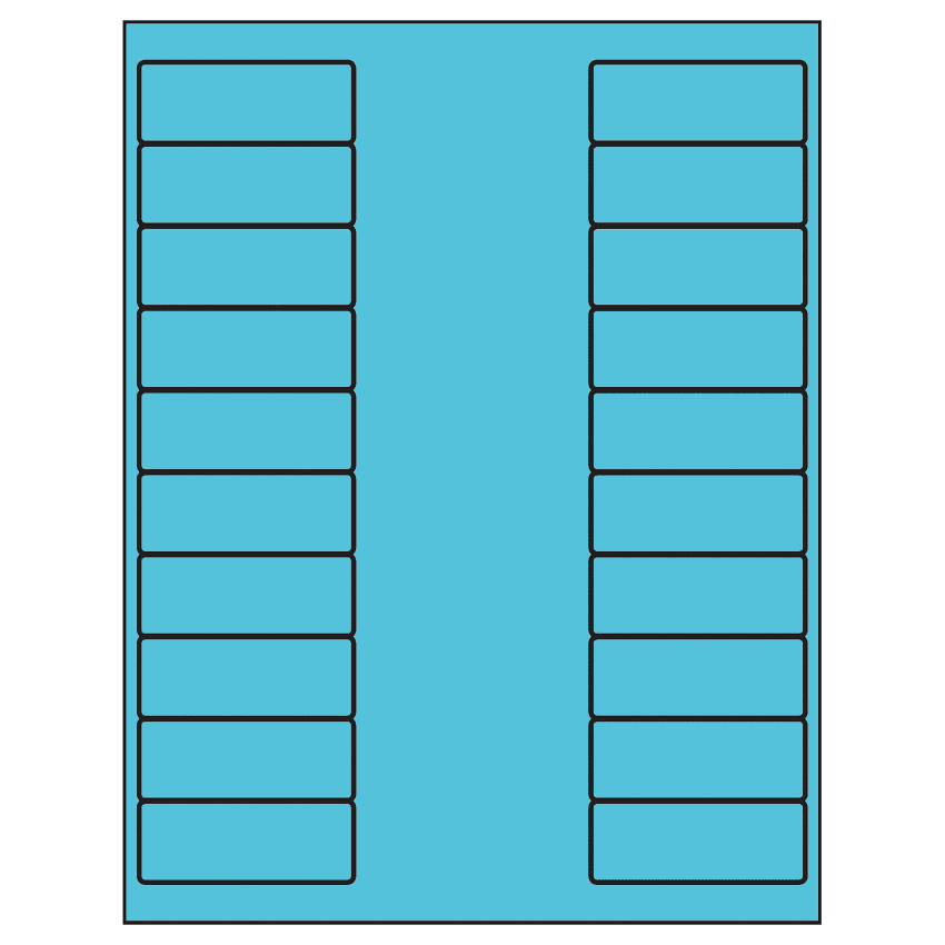 2.625" x 1" Turquoise Rectangular Sheet Labels