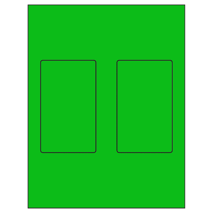 3" x 5" Fluorescent Green Rectangular Sheet Labels