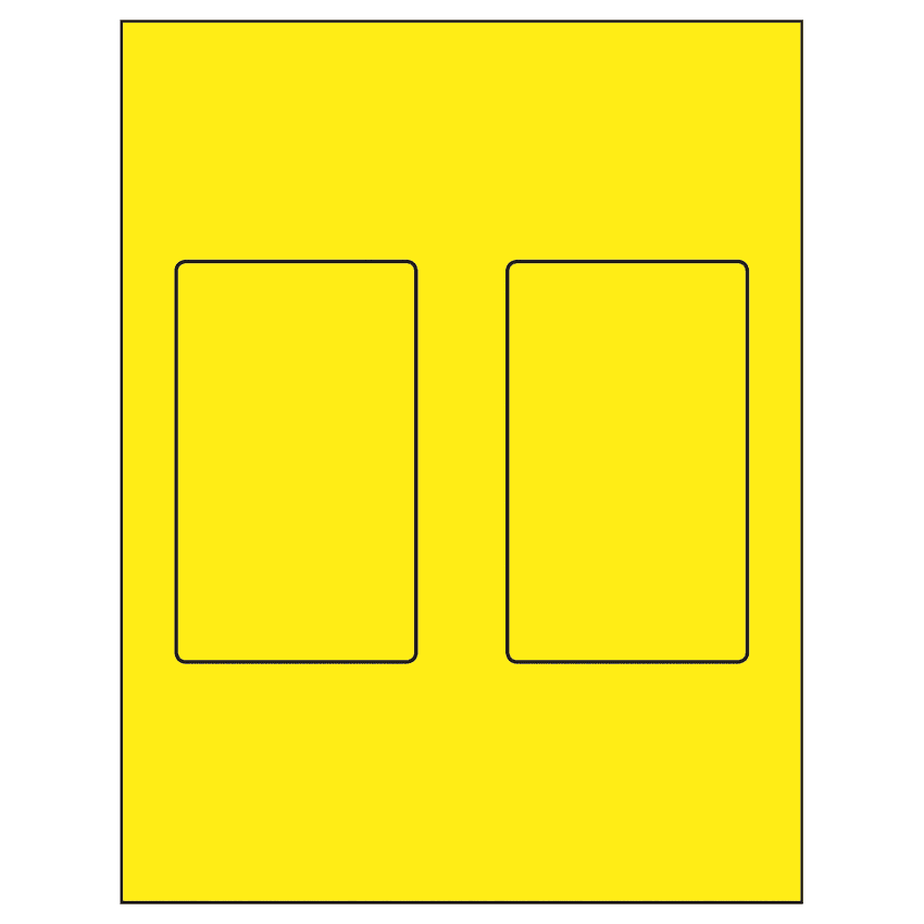 3" x 5" Fluorescent Yellow Rectangular Sheet Labels