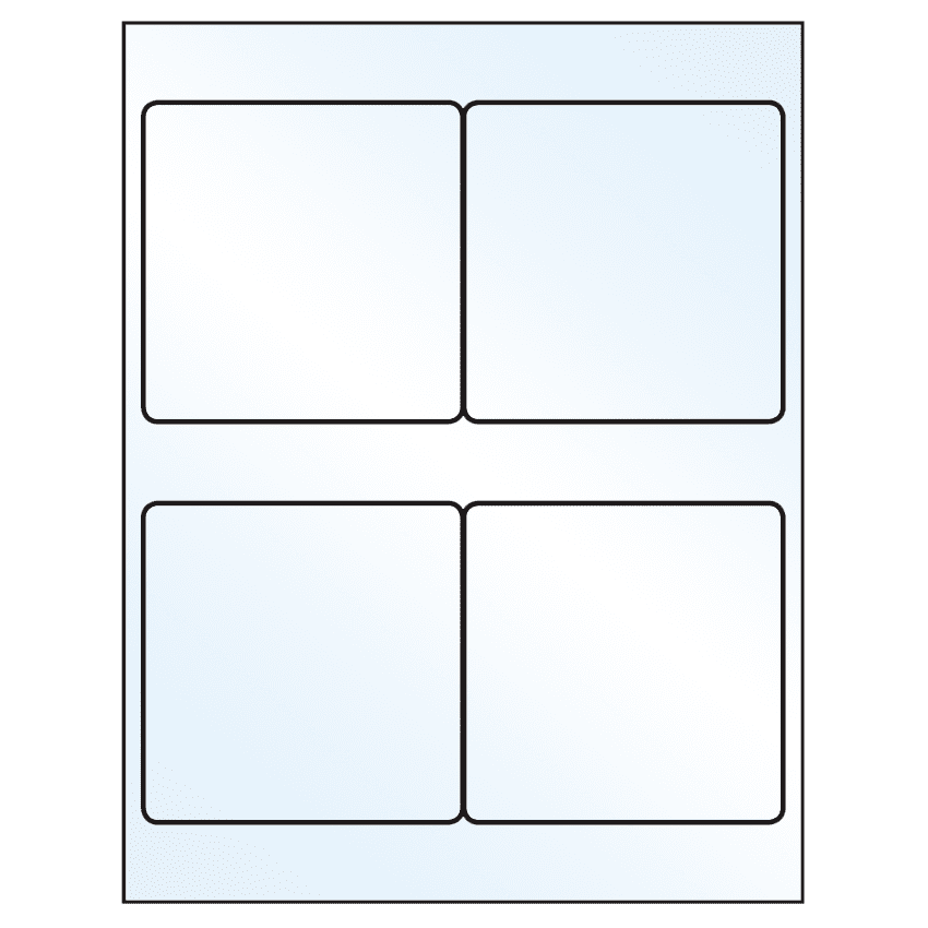 4" x 4" Crystal Clear Square Sheet Labels