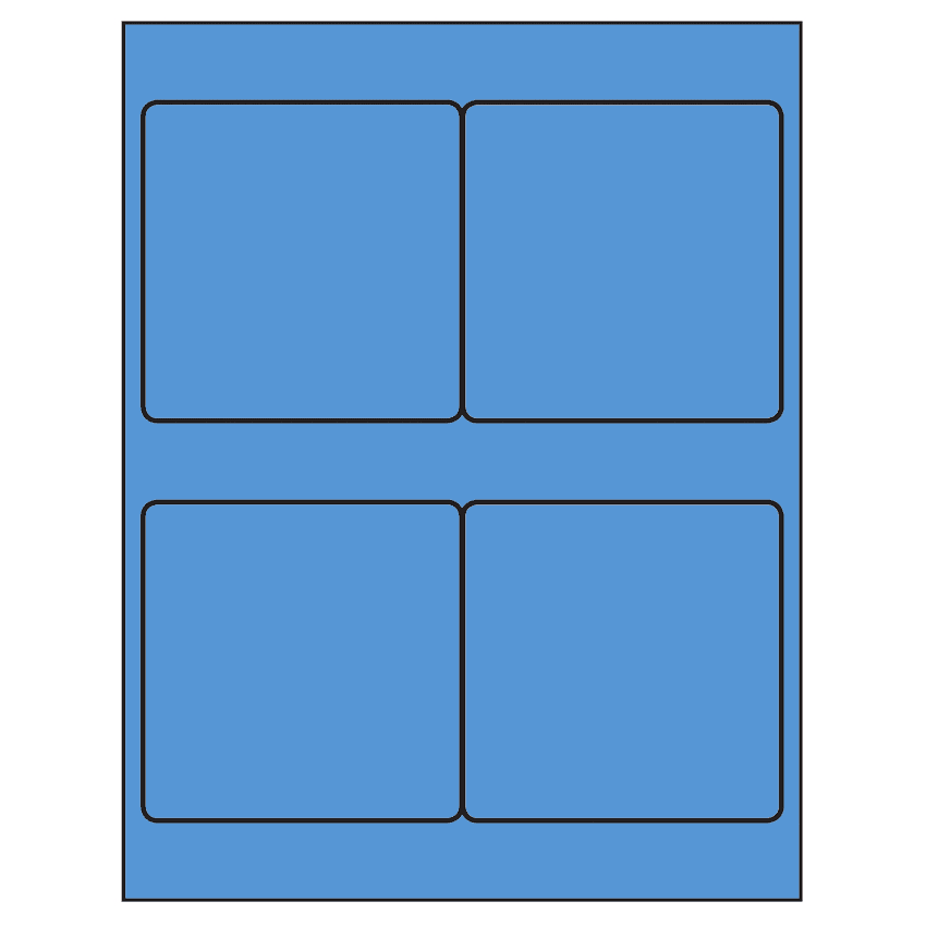 4" x 4" Fluorescent Blue Square Sheet Labels