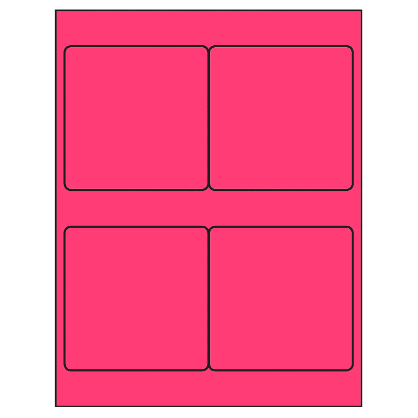 4" x 4" Fluorescent Pink Square Sheet Labels