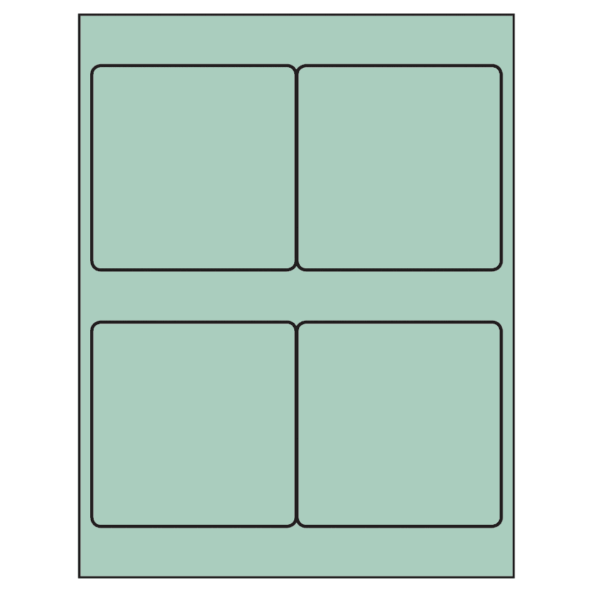 4" x 4" Pastel Green Square Sheet Labels