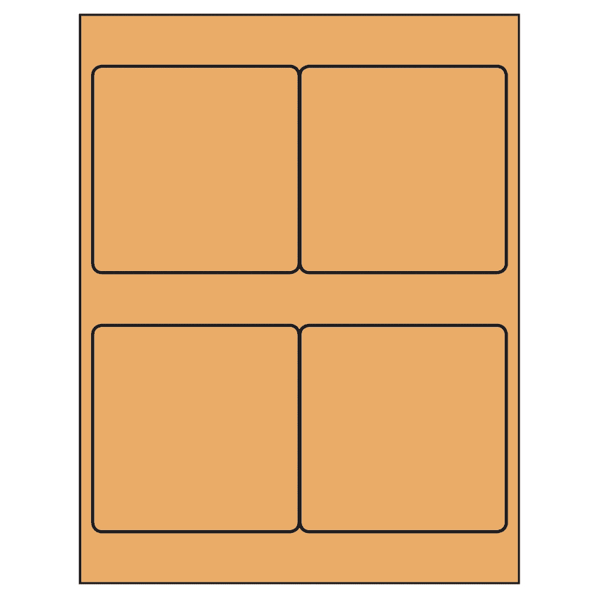 4" x 4" Pastel Orange Square Sheet Labels