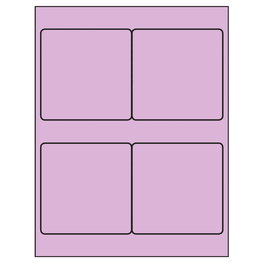 4" x 4" Pastel Purple Square Sheet Labels