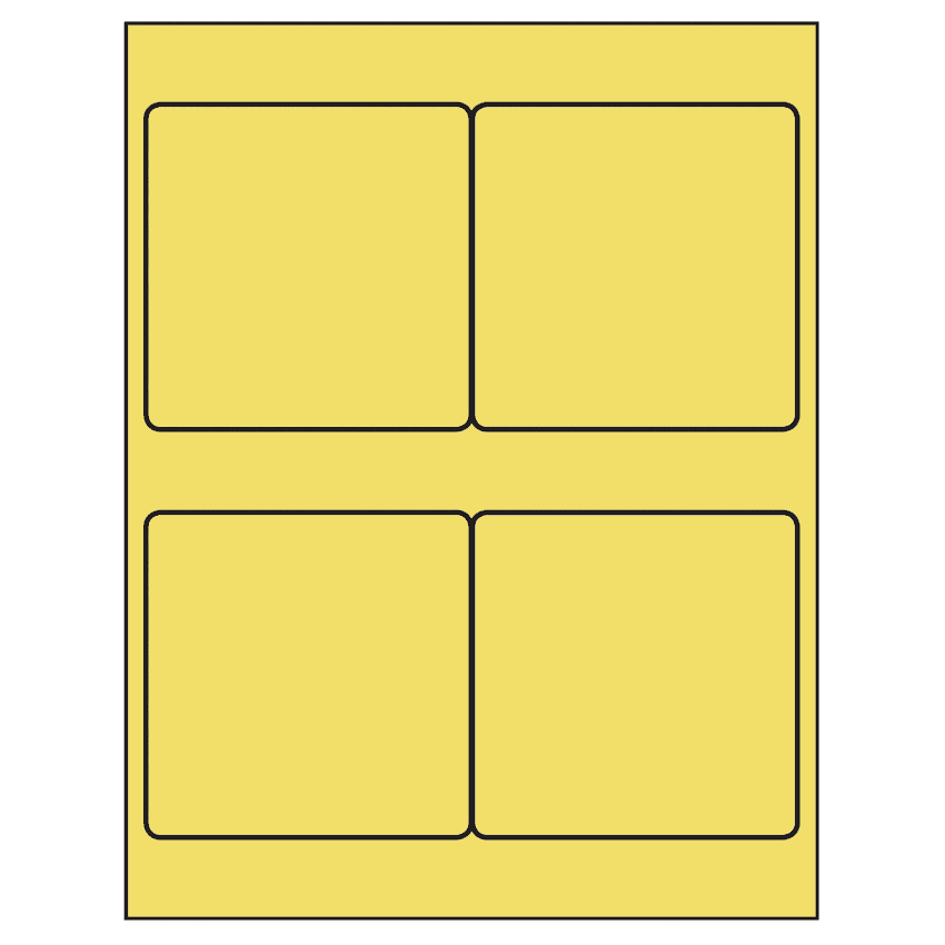 4" x 4" Pastel Yellow Square Sheet Labels