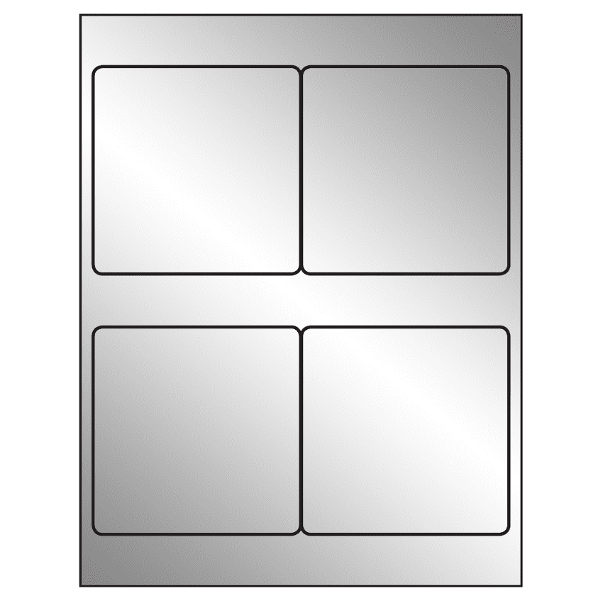 4" x 4" Silver Foil Square Sheet Labels