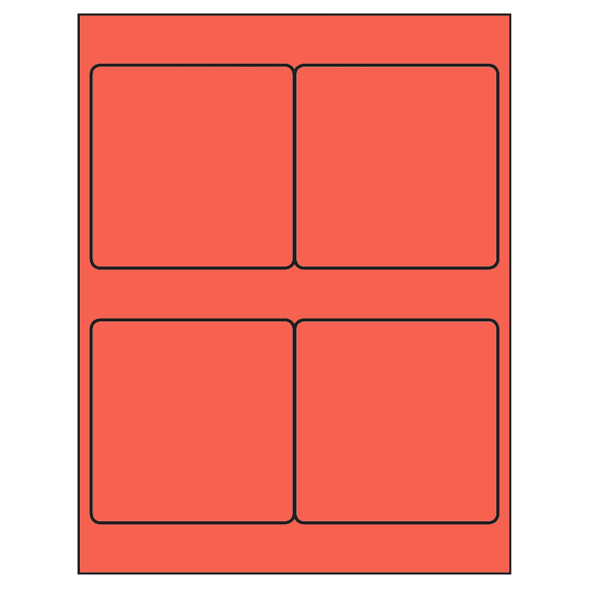4" x 4" Red Square Sheet Labels