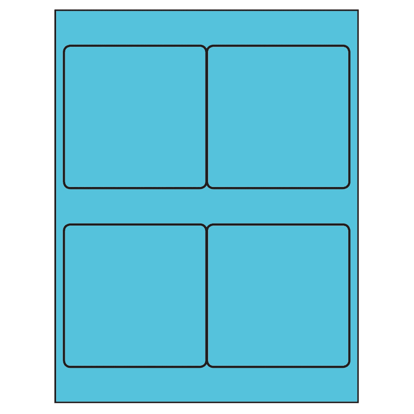 4" x 4" Turquoise Square Sheet Labels