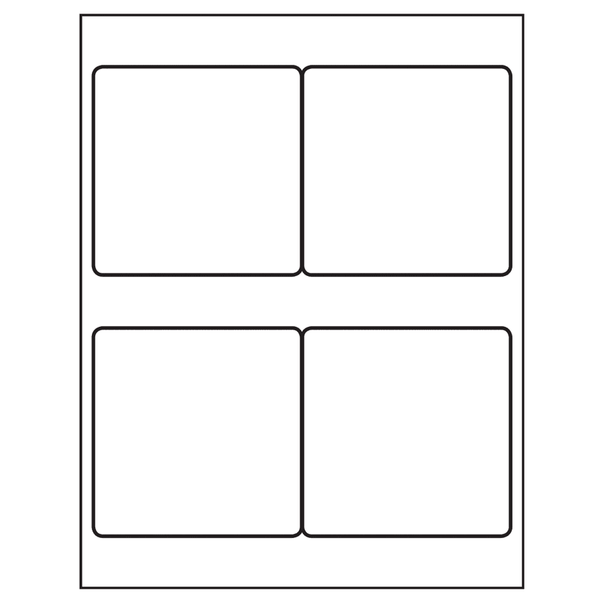 4" x 4" White Vinyl Drum Square Sheet Labels