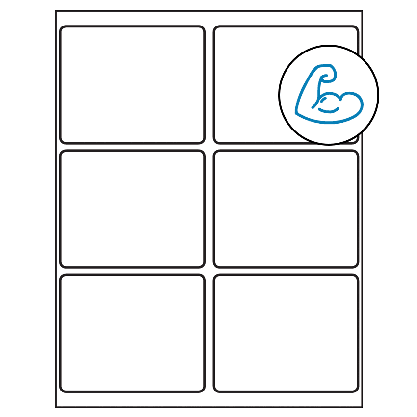 4" x 3.25" White Rectangular Sheet Labels - Ultra Aggressive Adhesive