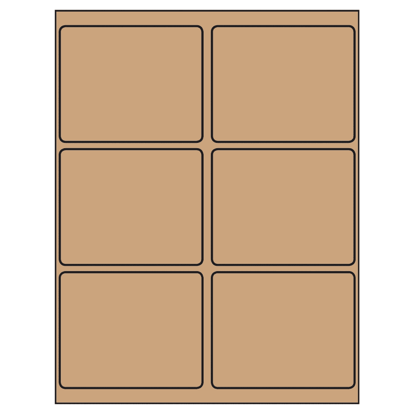 4" x 3.25" Brown Kraft Rectangular Sheet Labels