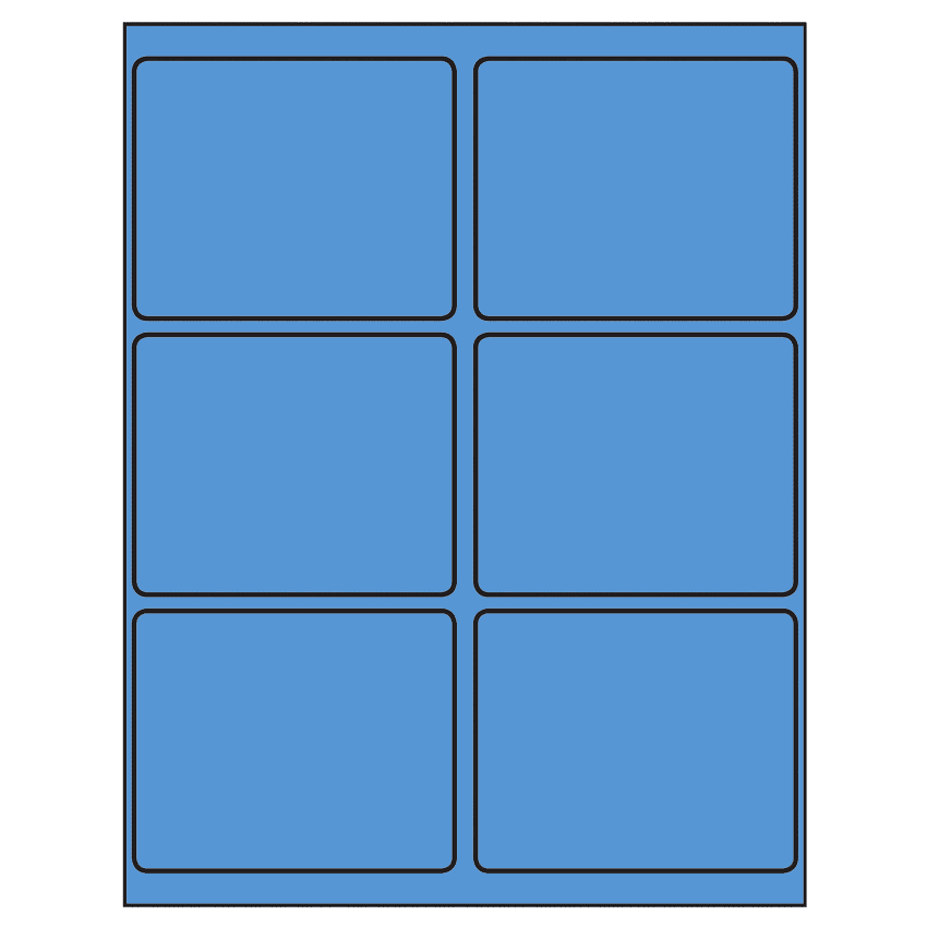 4" x 3.25" Fluorescent Blue Rectangular Sheet Labels