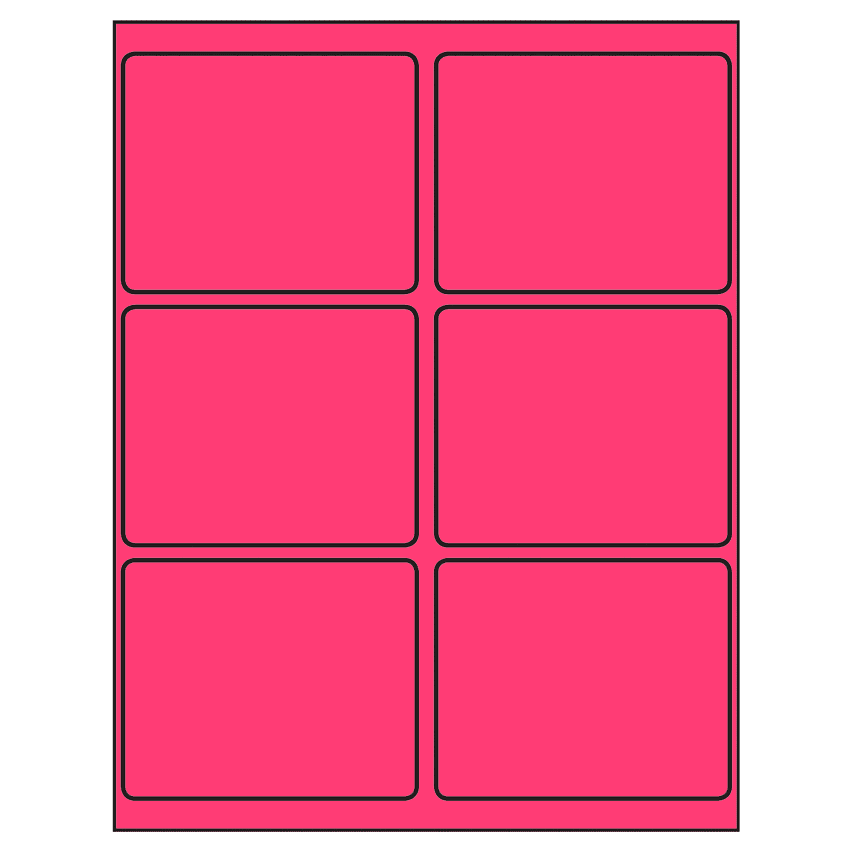 4" x 3.25" Fluorescent Pink Rectangular Sheet Labels