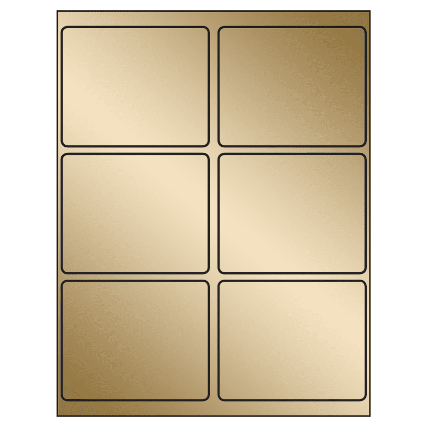 4" x 3.25" Gold Foil Rectangular Sheet Labels