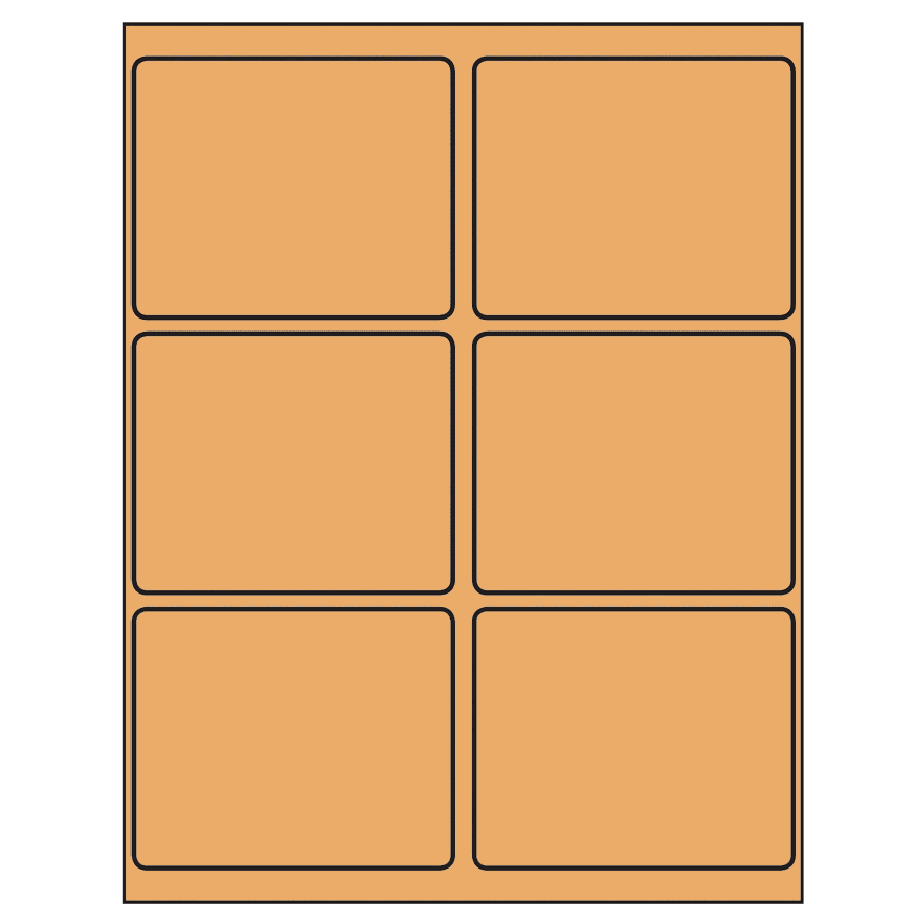 4" x 3.25" Pastel Orange Rectangular Sheet Labels